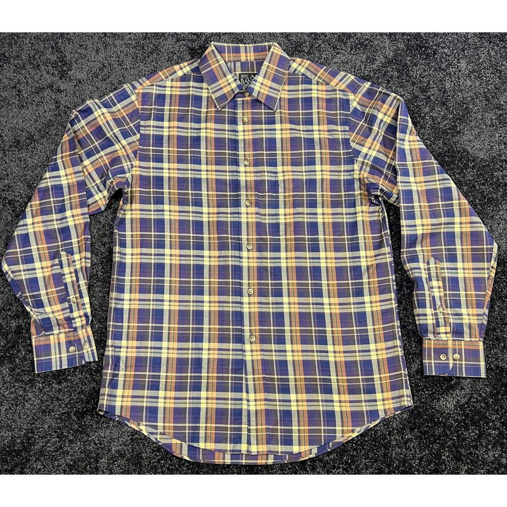 NWOT Jos. A. Bank Traveler's Collection Plaid Tailored Fit Button Down Shirt MED